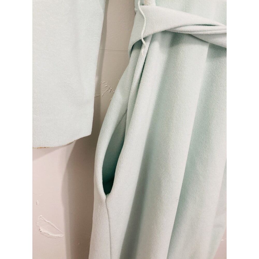 Vintage Vanity Fair Women's Long Lace Blue Green Velour Wrap Robe Size 12 Ruffle - Picture 9 of 9